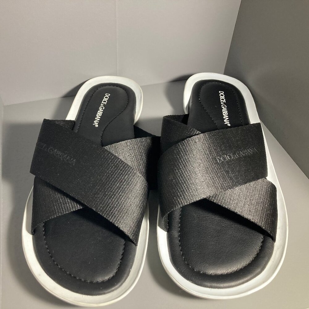 Dolce & Gabbana Black Cross Strap Sandals Size 9 - Picture 3 of 4